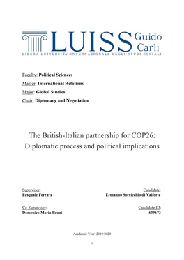 The British-Italian Partnership for COP26: Diplomatic Process And