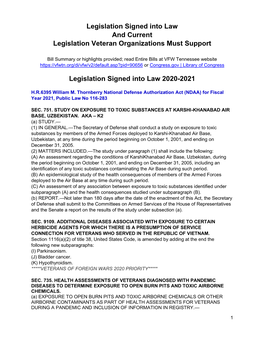 Legislation Signed Into Law 2020-2021