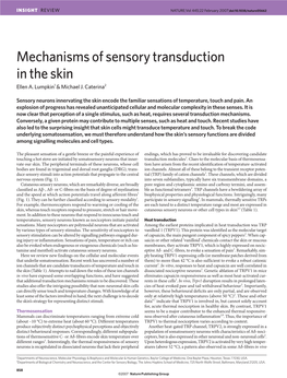 Mechanisms of Sensory Transduction in the Skin Ellen A