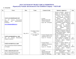 2019 Calendar of Trade Fairs & Exhibitions