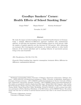 Goodbye Smokers' Corner: Health Effects of School Smoking Bans