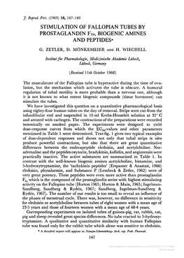 STIMULATION of FALLOPIAN TUBES by PROSTAGLANDIN F2\G=A\,BIOGENIC AMINES and PEPTIDES