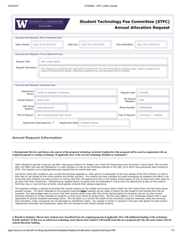 Student Technology Fee Committee (STFC) Annual Allocation Request