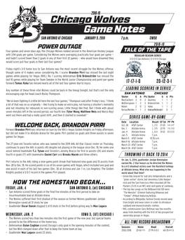 Chicago Wolves Game Notes SAN ANTONIO at CHICAGO JANUARY 5, 2019 7 P.M
