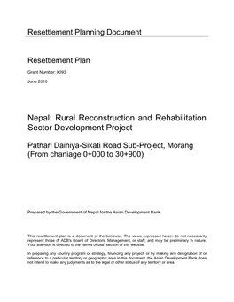 40554-022: Pathari Dainiya-Sikati Road Sub-Project Resettlement Plan