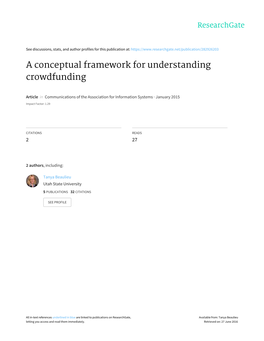 A Conceptual Framework for Understanding Crowdfunding