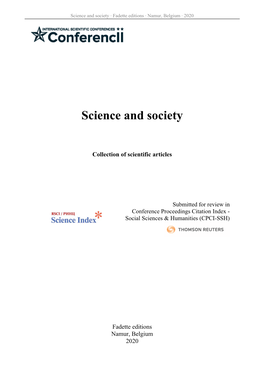 Science and Society ∙ Fadette Editions ∙ Namur, Belgium ∙ 2020