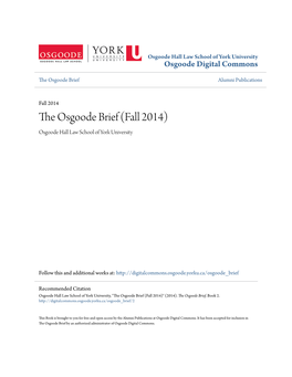 The Osgoode Brief (Fall 2014)
