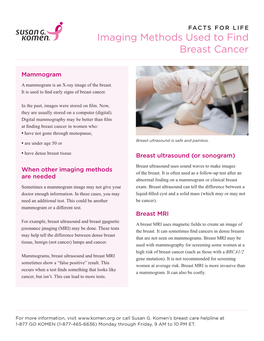 Imaging Methods Used to Find Breast Cancer
