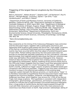 Triggering of the Largest Deccan Eruptions by the Chicxulub Impact Mark A