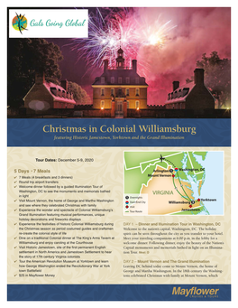 Christmas in Colonial Williamsburg Featuring Historic Jamestown, Yorktown and the Grand Illumination