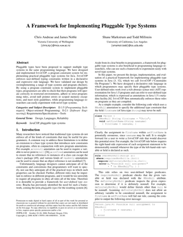 A Framework for Implementing Pluggable Type Systems