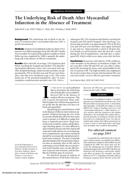 The Underlying Risk of Death After Myocardial Infarction in the Absence of Treatment