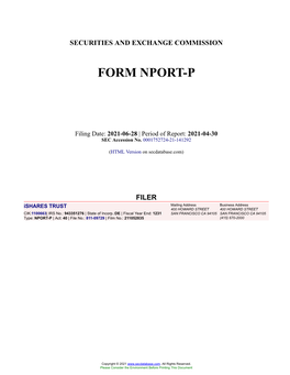 Ishares TRUST Form NPORT-P Filed 2021-06-28