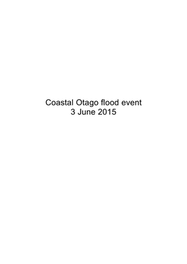 Coastal Otago Flood Event 3 June 2015