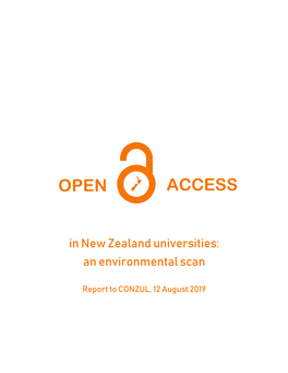 Open Access in New Zealand Universities: an Environmental Scan1