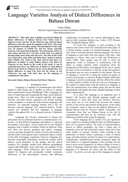 Language Varieties Analysis of Dialect Differences in Bahasa Dawan