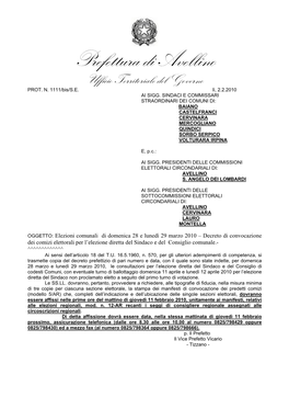 Prefettura Di Avellino Ufficio Territoriale Del Governo PROT