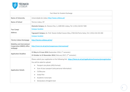 1 Fact Sheet for Student Exchange Name of University