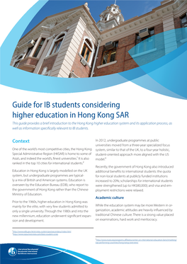 Guide for IB Students Considering Higher Education in Hong Kong