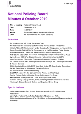 National Policing Board Minutes 8 October 2019