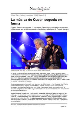 La Música De Queen Segueix En Forma