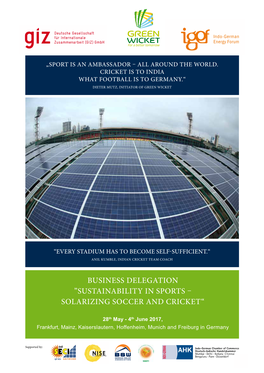 Sustainability in Sports – Solarizing Soccer and Cricket“