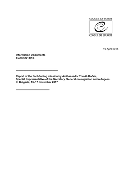 19 April 2018 Information Documents SG/Inf(2018)18 ———————————————— Report of the Fact-Finding M