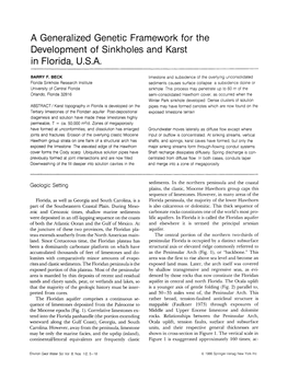 A Generalized Genetic Framework for the Development of Sinkholes and Karst in Florida, U.S.A