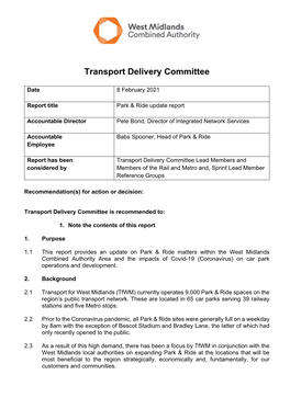 Transport Delivery Committee