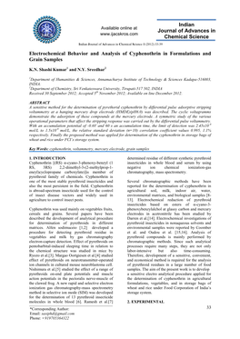 Electrochemical Behavior and Analysis of Cyphenothrin in Formulations and Grain Samples