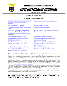 USAF Counterproliferation Center CPC Outreach Journal #496