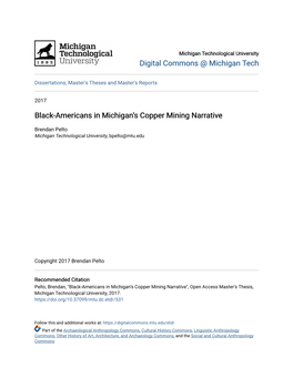 Black-Americans in Michigan's Copper Mining Narrative