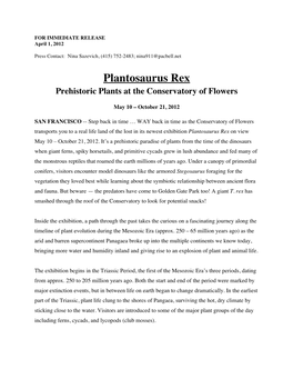 Plantosaurus Rex Prehistoric Plants at the Conservatory of Flowers