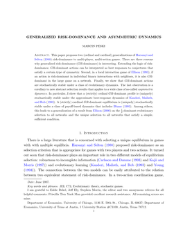 Generalized Risk Dominance and Asymmetric Dynamics