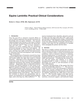 Equine Laminitis: Practical Clinical Considerations