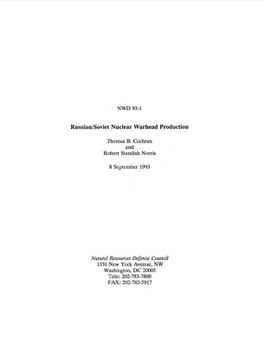 Russianjsoviet Nuclear Warhead Production