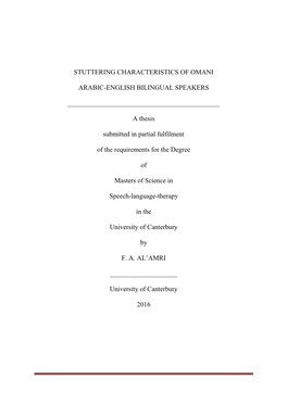 Stuttering Characteristics of Omani Arabic-English