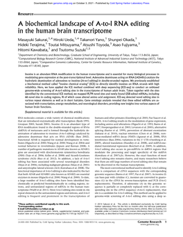 A Biochemical Landscape of A-To-I RNA Editing in the Human Brain Transcriptome