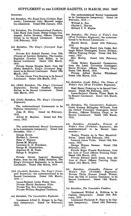 Supplement to the London Gazette, 11 March, 1915! 2487