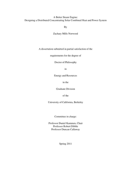 Designing a Distributed Concentrating Solar Combined Heat and Power System