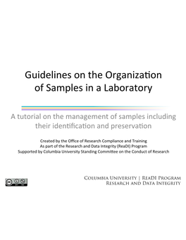 Guidelines on the Organization of Samples in a Laboratory