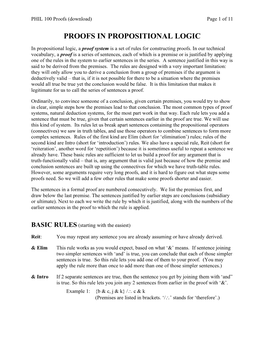 Proofs in Propositional Logic