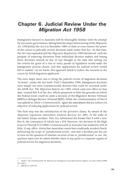 6. Judicial Review Under the Migration Act 1958