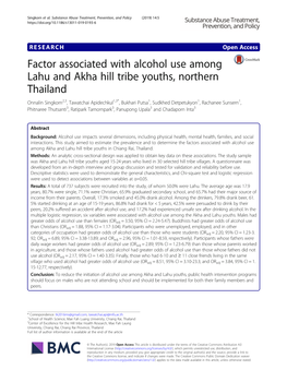 Factor Associated with Alcohol Use Among Lahu and Akha Hill Tribe