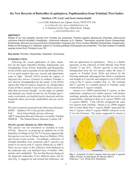 Lepidoptera, Papilionoidea) from Trinidad, West Indies Matthew J.W