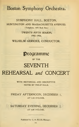 SEVENTH REHEARSAL and CONCERT