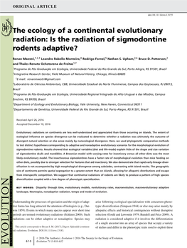 The Ecology of a Continental Evolutionary Radiation: Is the Radiation of Sigmodontine Rodents Adaptive?