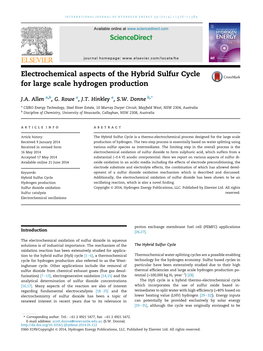 Electrochemical Aspects of the Hybrid Sulfur Cycle for Large Scale Hydrogen Production