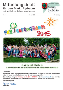 Mitteilungsblatt Juli 2015